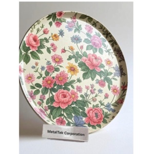 Bandeja Redonda de Metal para Servir, Bandeja Decorativa Floral de 45 cm, Plato Grande con Rosas Rojas, Logotipo Personalizado, Regalo, Bandeja de Cocina Duradera, Decoración del Hogar - Product Image 6