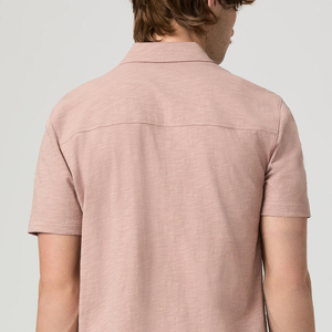 OEM Service Designing High Quality Stitching Men Solid Color Tee Shirt With Short Sleeves / Turn <b>Down</b> Collar Casual Outdoor Wear - Product Image 5