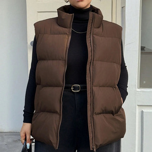 Nouveaux modèles de vestes matelassées longues à capuche sans manches pour femmes, couleur unie, gilet matelassé en coton, veste sans manches à effet bulles pour femmes - Product Image 4