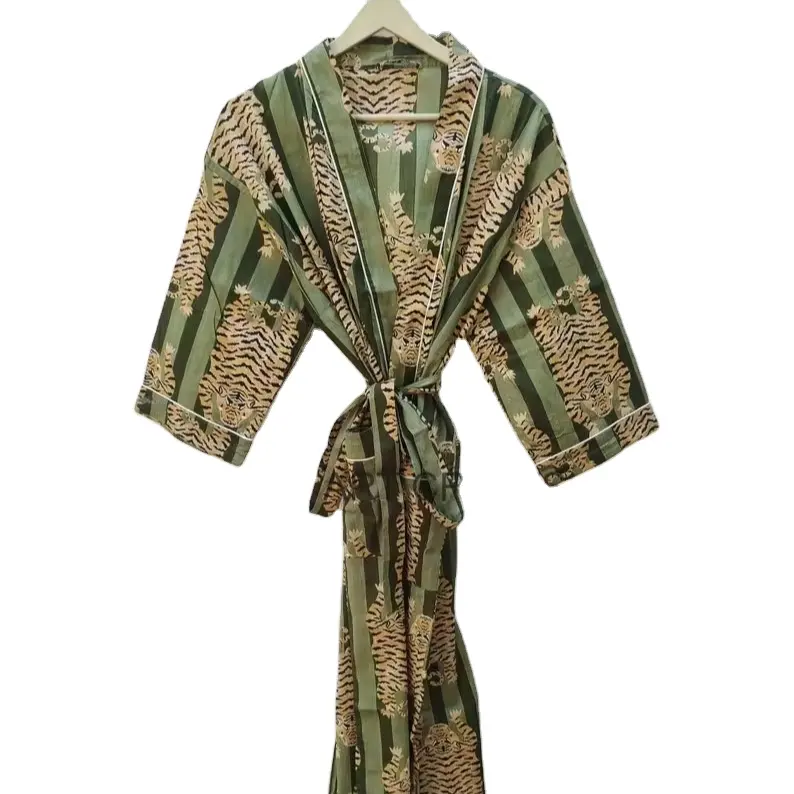 Kimono in cotone con stampa tigre morbido e comodo accappatoio da spiaggia regalo per la sua veste con stampa floreale nuovo kimono