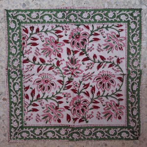 Cotton Printed Tablecloth Floral Pattern Green Border Luxury Handmade Eco-Friendly Washable Customizable Home Use Channi - Product Image 3