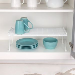 Wire Stacking Shelf 22"x10"x7" White Metal <b>Kitchen</b> <b>Pantry</b> Organizer for Adults - Product Image 1