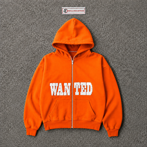 Sudadera con capucha oversize naranja para hombre, estilo urbano, con estampado gráfico, hombros caídos, cremallera completa, informal y a la moda. - Product Image 5