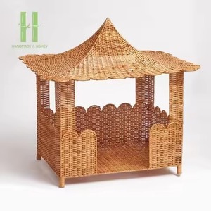 Cama para Mascotas Tejida a Mano de Mimbre y Ratán, Casa para Gatos, Refugio para Perros, Ecológica, Natural, Color Marrón - Product Image 1