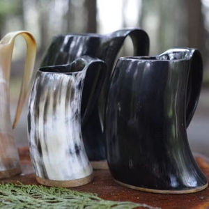 Vintage Eco-Friendly Buffalo Horn Drinking <b>Mug</b>-Durable <b>Large</b> Capacity Customizable Size - Product Image 1