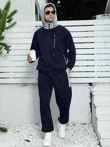 Conjunto Deportivo Unisex con Capucha de Forro Polar, Silueta Ajustada, para Invierno, Gimnasio, Entrenamiento, Ropa Urbana, con Logotipo Personalizado - Product Image 2