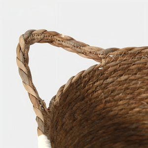 Wholesale Customized Best Quality Handwoven <b>Seagrass</b> <b>Storage</b> <b>Basket</b> with Handles Natural Organizer for Desktop Snack Sundries - Product Image 5