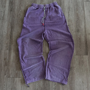 Pantalon de survêtement décontracté pour homme, violet, à taille élastique et cordon de serrage, en maille ample, style streetwear - Product Image 4