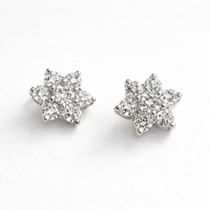 Romantic Rhodium-Plated Sterling <b>Silver</b> CZ Flower Prong <b>Set</b> <b>Stud</b> <b>Earrings</b> Children's Engagement Wedding Party Anniversary Gift - Product Image 2