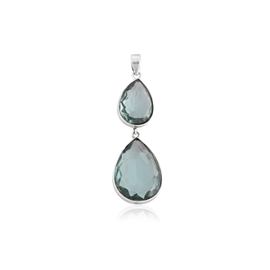 Pendentif en argent sterling 925 fait main avec améthyste verte hydro, serti clos, forme poire, bijoux fins - Product Image 1