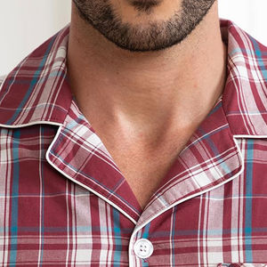 ชุดนอนผู้ชาย ชุดนอนสองชิ้นพร้อมเสื้อเชิ้ต ชุดนอนลำลองผู้ชาย แขนยาว ผ้าไหมซาติน - Product Image 3