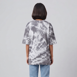 T-shirt à manches courtes pour femme, effet délavé soleil, en coton premium, style streetwear, coupe lourde, délavé à l'acide - Product Image 2