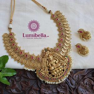 Nova Mart South India Jewels Women's Fine Bridal Jewelry Sets-Gold Plated Zircon Pearl Oxidized Polish Casual Coin Earring Set - Product Image 2