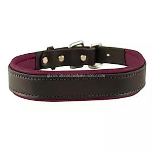 Collar de perro de cuero de doble capa original sólido, duradero, hecho a mano, acolchado de vaca y costura, collar de perro de cuero negro y marrón - Product Image 4