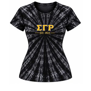 Camiseta Gráfica Tie Dye para Mujer, Suave y Transpirable, Manga Corta, Cuello Redondo, Colorida, Estilo Vintage, Informal, para Uso Diario, Moda Urbana - Product Image 1