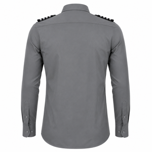 Camisa de Uniforme de Seguridad Gris para Hombre, Estilo Polo, Manga Larga, Cuello Camisero, Sólida, Transpirable, Poliéster/Algodón, Fusión sin Costuras - Product Image 3