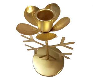 Bougeoirs de dîner à feuilles métalliques florales vintage, parfaits pour la décoration de la salle à manger, du salon et de la chambre à coucher - Product Image 3