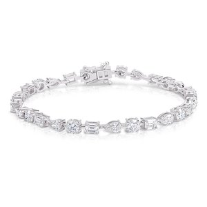 Pulsera de tenis de oro de 14K con diamantes cultivados en laboratorio de formas mixtas, certificados IGI, diseño de corazón de esmeralda, joyería fina de lujo para bodas y fiestas - Product Image 1