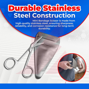 กรรไกรตัดผ้าพันแผลสแตนเลส ขนาดกะทัดรัด พกพาสะดวก ทนทาน พร้อมใบมีดคมสำหรับการตัดที่แม่นยำ กรรไกรผ่าตัด - Product Image 3