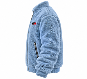 Chaqueta de Forro Polar Sherpa 100% Personalizada para Hombre, Color Azul Cielo, Cierre Metálico, Abrigo Sherpa Grueso para Invierno, Directo de Fábrica, OEM - Product Image 5