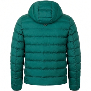 Manteau à capuche pour homme, couleur turquoise, coupe ample, fermeture éclair décontractée, léger, col rond, polyester, couleur unie, vêtement d'extérieur 150g-200g - Product Image 2
