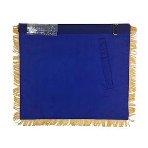Delantal Étnico de Terciopelo Azul Marino de Primera Calidad Past Master con Flecos Dorados - Servicio OEM MAP-0042 - Product Image 2