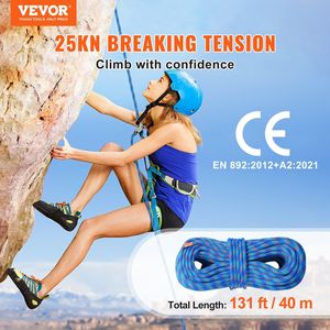 Corda da Arrampicata Dinamica 10.2mm, 40M (131ft), Tensione di Rottura 25KN, Elastica in Fibra e Acciaio, Accessorio per Attrezzatura da Arrampicata - Product Image 2