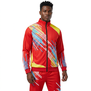 Ensemble de survêtement décontracté pour homme, rouge, à capuche, écologique, fermeture éclair intégrale, sportif, jogging, séchage rapide, polyester, vêtements d'hiver - Product Image 2