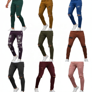 Jean slim fit unisexe en tissu extensible et délavé, qualité supérieure, tailles personnalisées, option de couleur. - Product Image 3