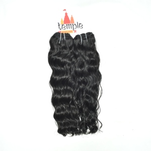 Mèches de cheveux humains indiens Remy, texture ondulée lâche, teinte foncée naturelle, non traitées, cuticules alignées, double couture, paquets de 100g - Product Image 5