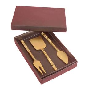 Brass Cheese Set With Brown Box Latest Design Knives Set <b>of</b> 3 Piece Best <b>Gifts</b> Use Brass Cheese Set at Lowest Price - Product Image 1