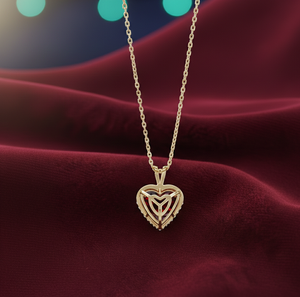 Collar con Colgante de Corazón Rojo Hidroformado con Circonita Cúbica, Plata de Ley 925, Chapado en Oro de 18K, Joyería Romántica Hecha a Mano a Precio de Mayoreo - Product Image 2