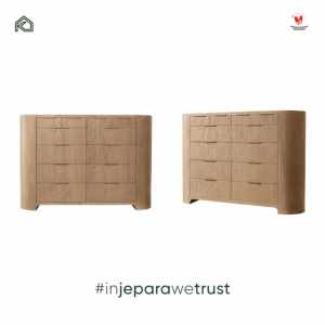 Commode moderne en bois massif à 6 tiroirs, grain de bois naturel, meuble de rangement pour chambre à coucher, mobilier de luxe pour hôtel et maison - Product Image 6