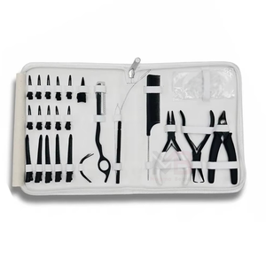Stainless Steel Hair Extension Beading Tool <b>Kit</b> 4pcs set Micro Link <b>Bead</b> Closer Remover Pliers Cutting Scissors Set Micro Ring - Product Image 1