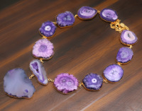 Collier vintage en laiton avec pierre précieuse d'agate naturelle, bijoux bohèmes de luxe, cadeau pour elle