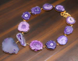 Natural Agate Gemstone <b>Necklace</b> – 18k Gold Plated Link <b>Necklace</b> – <b>Boho</b> Luxury Jewelry – Gift for Her - Product Image 1