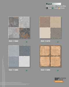 Dalles de parking extérieures robustes et antibactériennes 400x400mm, série Punch, antidérapantes, vitrifiées, adhésives pour allée - Product Image 4