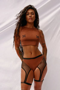 Conjunto de Danza Polo Profesional para Mujer, Top de Cuello Alto, Pantalones de Cintura Alta, Tela Elástica, Ropa de Entrenamiento y Actuación de Verano, OEM - Product Image 6