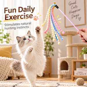 Grain Shape <b>Cat</b> Teaser Wand with Bell Soft Woven Ribbon <b>Cat</b> Stick <b>Toy</b> <b>Interactive</b> Kitten Play <b>Toy</b> for Indoor <b>Cats</b> Exercise - Product Image 6
