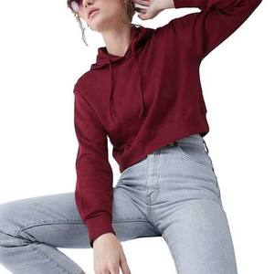 Vente en gros de sweats à capuche pour femmes en coton 100% personnalisés, hiver, coupe courte, en molleton respirant, haute qualité, prix avantageux - Product Image 3