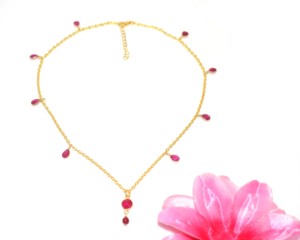 Sameer Art Craft Handcrafted 925 Sterling Silver 18K Gold Plated Natural <b>Ruby</b> Gemstone Minimalist Beach <b>Necklace</b> IGI Certified - Product Image 1