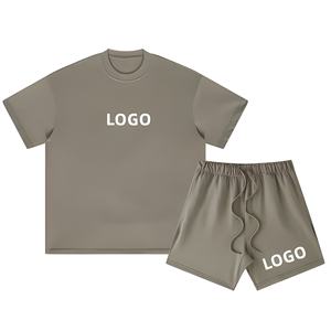 Survêtement d'été personnalisé avec logo imprimé, tissu doux de haute qualité, respirant, léger, écologique, design 2 en 1, unisexe - Product Image 5