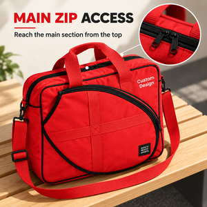 Sac de raquette de squash sur mesure avec grande poche avant incurvée zippée et bandoulière amovible - Product Image 5