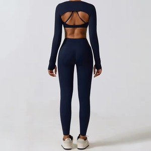 Custom Wholesale New Womens Gym Fitness Yoga Set Reversible Washed Solid Sports Bra with Shorts & Leggings Activewear Set - Product Image 2