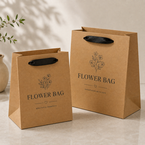 Sac cadeau en papier ivoire biodégradable Flower Studio EcoRev avec poignées en ruban, côtés à soufflets de luxe, pour fleurs, artisanat, réutilisable - Product Image 6