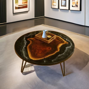 Table à manger rectangulaire en bois d'acacia et résine moderne, résistante à l'eau, pour les célébrations de mariage et d'anniversaire, design de plateau - Product Image 2