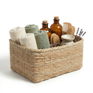 Cesta de Almacenamiento Tejida a Mano de Jacinto de Agua 100% Natural, Estilo Bohemio, Organizador, Decoración del Hogar, Venta al por Mayor, Duradera y Ecológica - Product Image 4