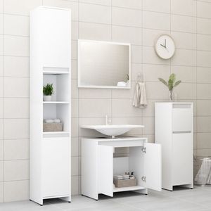 Set di mobili da bagno 3 pezzi in legno ingegnerizzato bianco - Product Image 4
