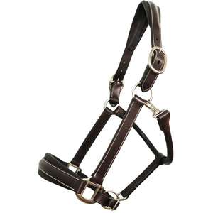 Harnais de cheval en cuir rembourré de qualité supérieure avec surpiqûres décoratives, sangle réglable, boucle en laiton écologique, taille personnalisable - Product Image 1