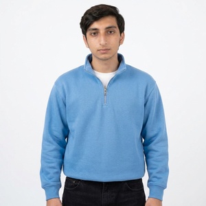 Sweat-shirt personnalisé pour homme avec fermeture éclair quart de tour, en coton épais French Terry, coupe classique, col montant, style décontracté urbain, pull-over - Product Image 1